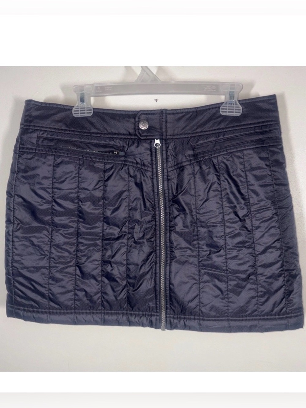 Athleta 14 Puffer Mini skirt full zip Toasty Buns Quilted Insulated Après Ski